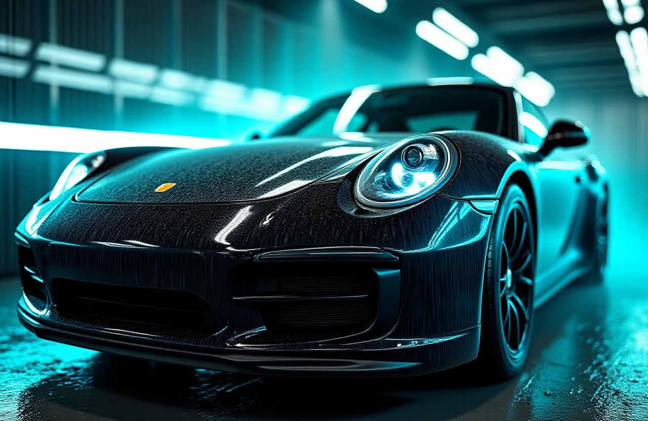 Luxury vehicle receiving a precision wash